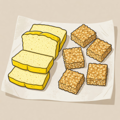 Flat illustration of neatly cut lemon loaf and oat bars separated by parchment